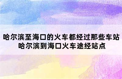 哈尔滨至海口的火车都经过那些车站 哈尔滨到海口火车途经站点